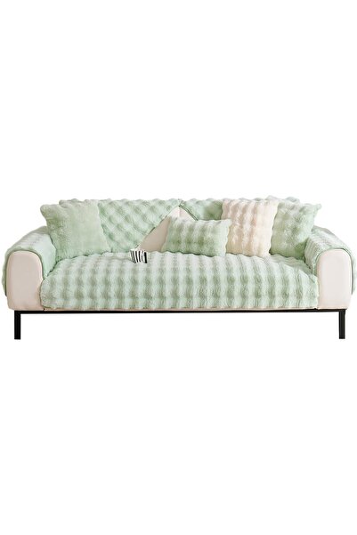 Other Corner Sofa Cover L - Rabbit Plush , Non-Slip, Washable - 90x180 cm, Green