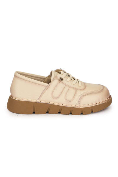 Trenddo Shoes Women's casual shoes made of cream genuine Leather with Stretch...