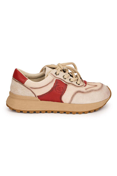 Trenddo Shoes Women's casual shoes made of natural cream Leather with laces 1...