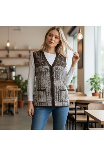 GÖMLEK GALERİSİ Authentic Patterned Regular Fit Standard Wool Women's Vest (3...