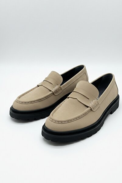 LUSIVE Genuine Nubuck Leather Beige Comfortable Daily Men's Loafer Shoes Luas...