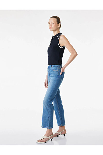 Koton Pantaloni de blugi indigo evazați pentru femei 6SAL40013MD