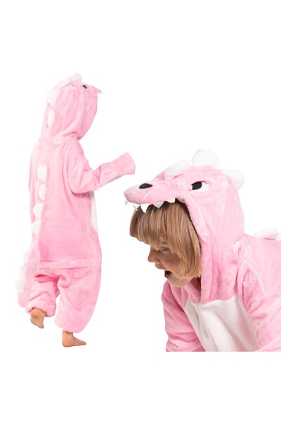 Other Pijama salopetă Kigurumi pentru copii — model Dinozaur roz, costum pufo...