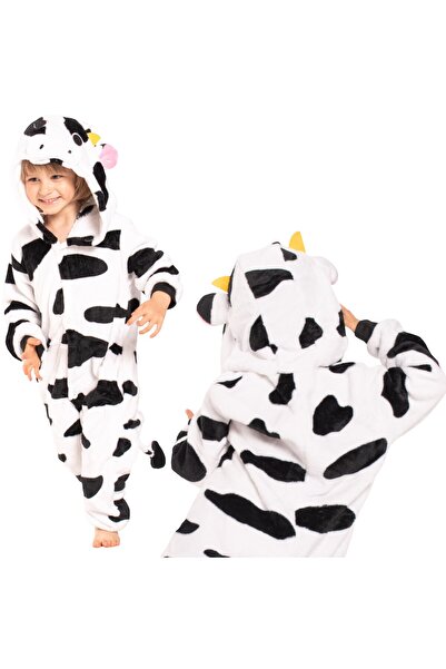 Other Pijama Kigurumi pentru copii — Salopetă de dormit cu glugă, model văcuț...