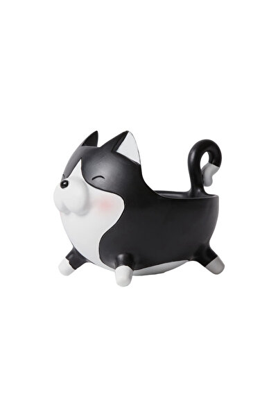 Other Decorative Cat Figurine Candy Bowl - Resin, Artistic Design - 14 cm, Bl...