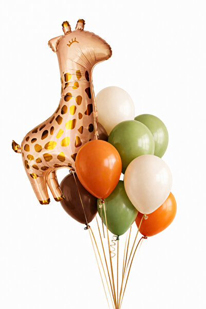 Partifabrik Giraffe Themed Coffee Tones Balloon Set