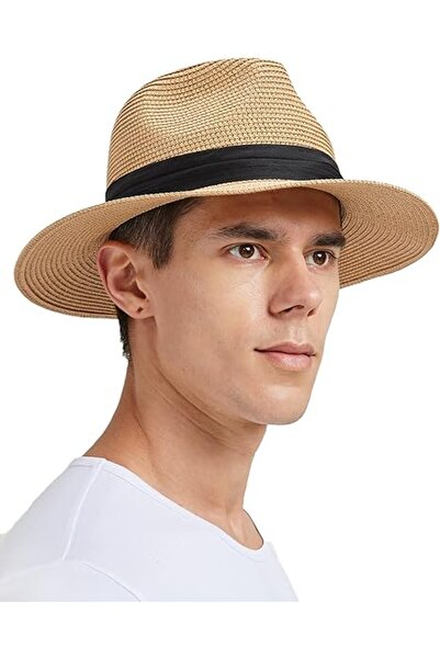 Other Unisex Fedora Straw Hat - UV Sun Protection , Wide Brim, Adjustable - S...