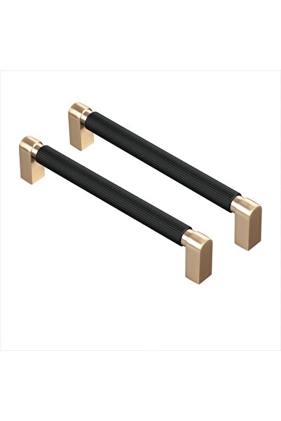 Other Set of 10 Kitchen Cabinet Handles, Zinc Alloy, Gold/Black - Hole Distan...