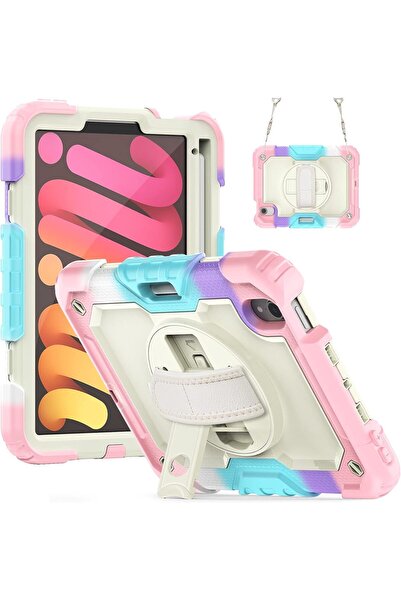 Other iPad Mini 6 8.3 Case - 3 Layers Protection, 360 Stand, Belt Strap, Styl...
