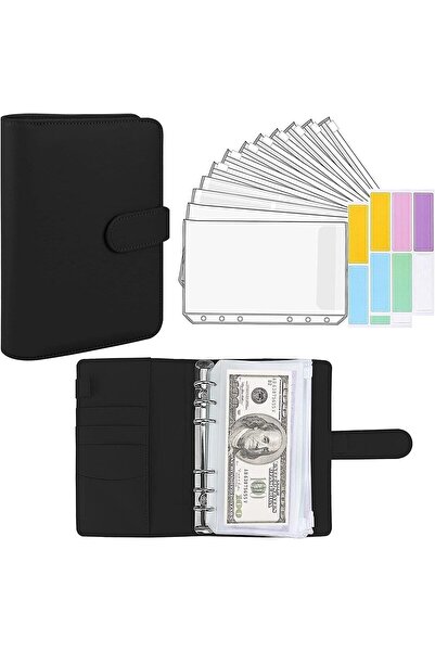 Other Organizator de buget A6 - Piele PU, Biblioraft cu 6 Inele, 12 Plicuri c...