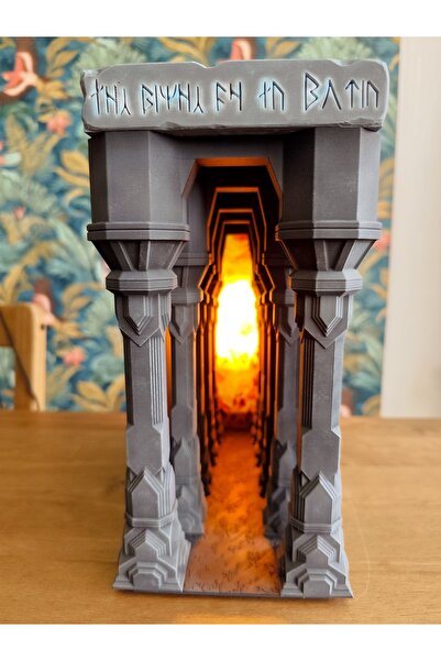 BSDCRAFTS.CO 3D Baskı LED Işıklı Antik Taş Geçidi – Fantastik Kitap Arası ve Dekoratif Tasarım Figür