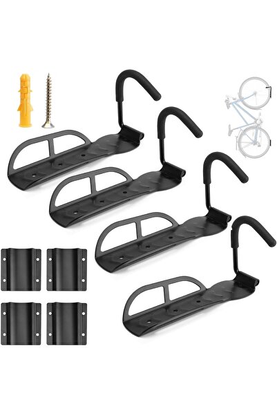 Other Suport de Perete Bicicletă, Vertical, Otel, cu 4 Cârlige, Protectie Roa...