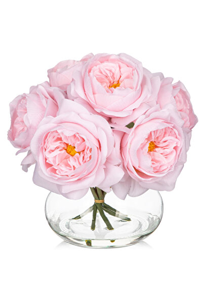 Other Oairse Artificial Peonies in Glass Vase - Realistic 3D Look, 6 Flowers,...