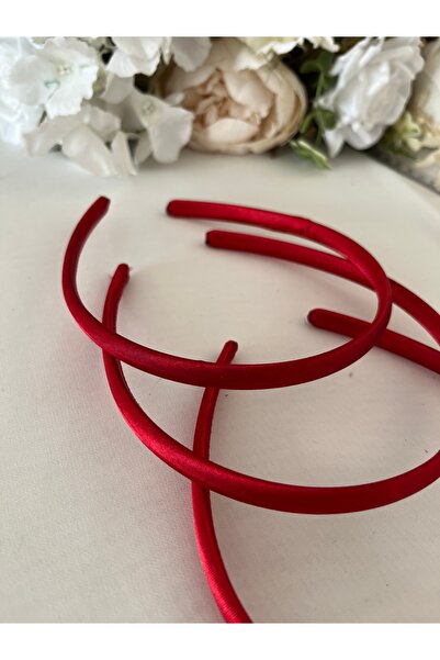 LE FANTASİA تاج الساتان - تاج وصيفة العروس - تاج العروس - قطعتين - اللون الأحمر