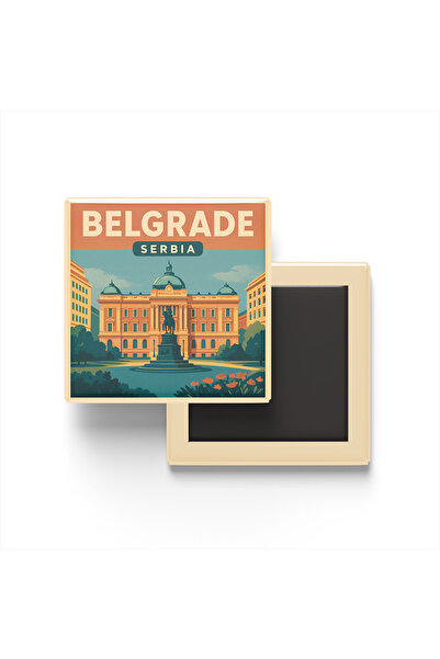 iBerk Mıknatıslı Buzdolap Magneti - Belgrad Sırbistan - Cumhuriyet Meydanı - ...