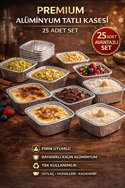 Enjoy Party Store 25’li Alüminyum Sütlaç Tatlı Kasesi – Fırın Uyumlu Dayanıkl...