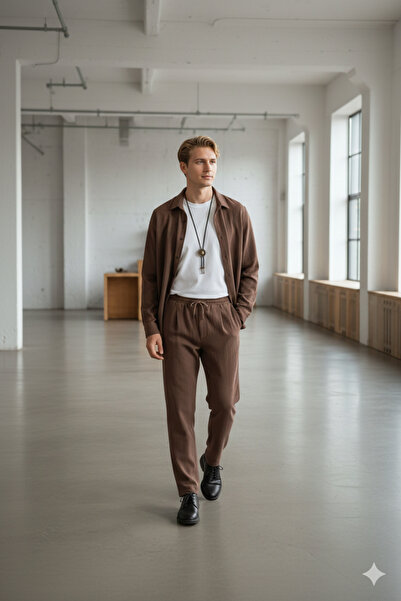 Modaikon Men's Cotton Woven Wrap-Around Top-Bottom Set