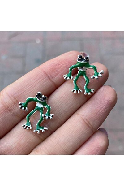 harmony factory Green Frog Figure Earrings