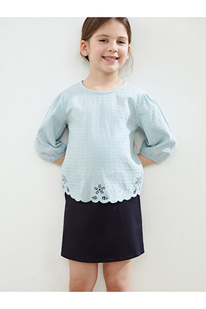 LC Waikiki Özmarka Нова колекция велосипедна яка Блуза за момичета с бродерия