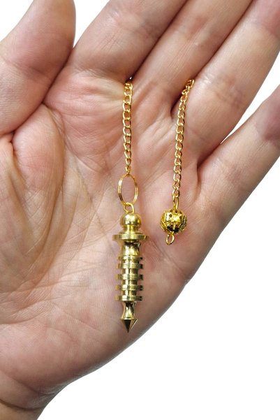 Pozitif Doğal Taş Brass Pendulum Pandül Dowsing Answer Search Energy Cleansing 422-Pp1