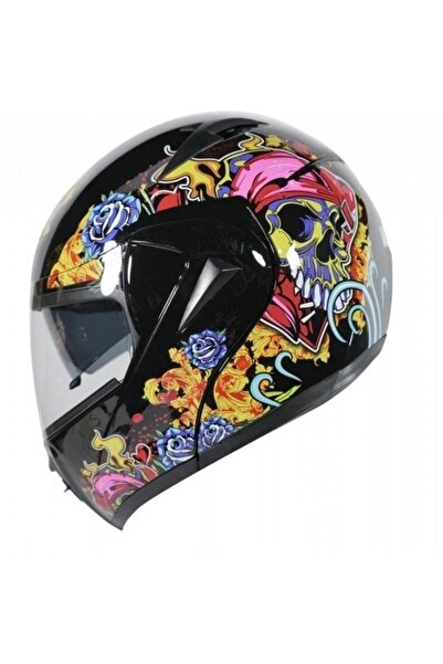 TUĞRA GT VİRTUE KASK ÇENE AÇILIR VIZÖRLÜ KASK [MD-808] [KURU KAFA - ATEŞ] XL ...
