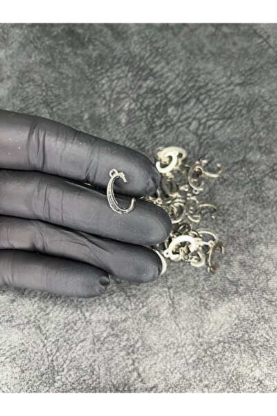 Mos Tespih 1 Adet C Harfi Gümüş Renk Tesbih Püskül Ucu Kolye Ucu Takı Malzemesi