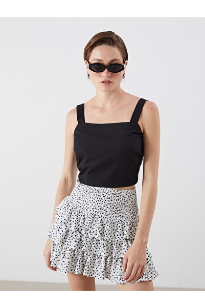 LC Waikiki Ozmarka New Season Square Collar Cropped Blouse