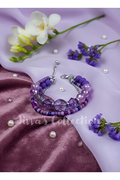 Jivva's Collection سوار نسائي متعدد الطبقات. تصميم أنيق وعصري بألوان أرجوانية...