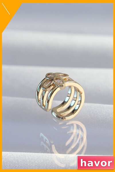 havor Pirinç Yonca Desenli Kulak Üstü Küpe