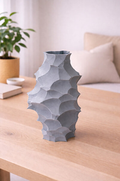 Vescarri مزهرية سكولبت - قطعة ديكور عصرية ذات ملمس عضوي متعدد الطبقات - 24 سم