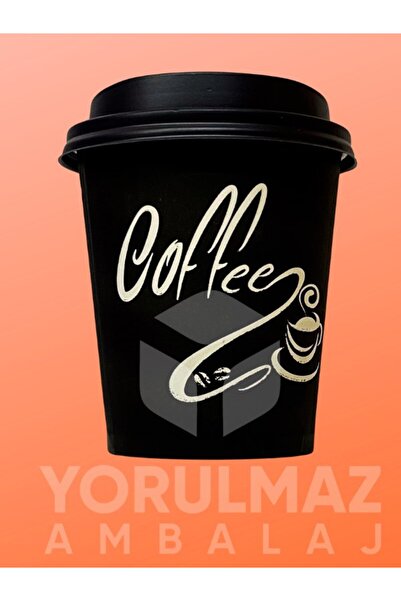 yorulmaz ambalaj 12’li 8 Oz (220 CC) Siyah Kapaklı Karton Bardak – Sızdırmaz ...