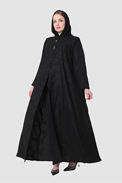 mothhela Stylish abaya with two buttons at the top, in black