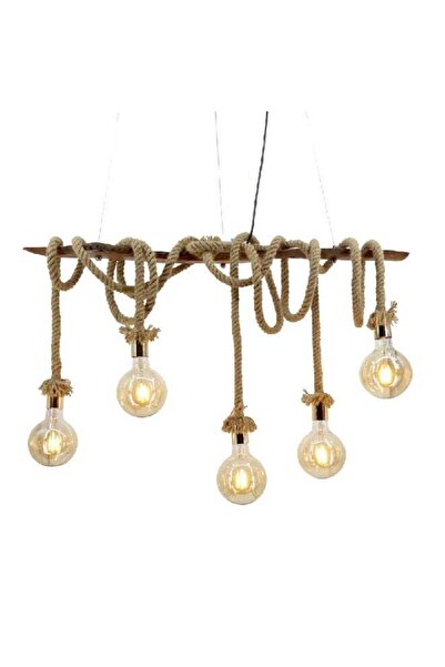 Generic Micasa 40W E27 5-Bulb Decorative Rope Pendant Light Brown