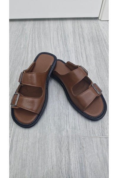 MODESA BY KAVCAR Genuine Real Leather Men's Slippers with Buckle Detail, New ...