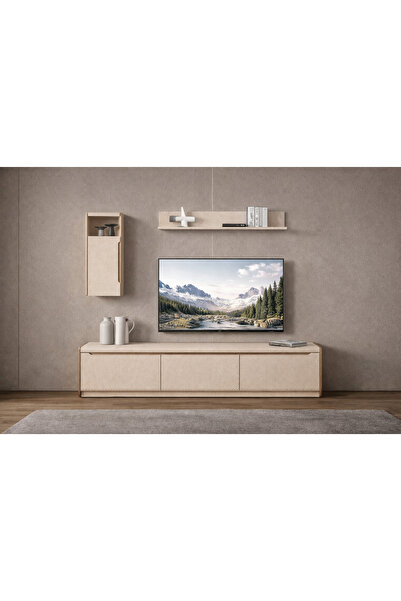 eos mobilya Roma Krem TV Ünitesi – Modern Tasarım Geniş Depolama Alanlı
