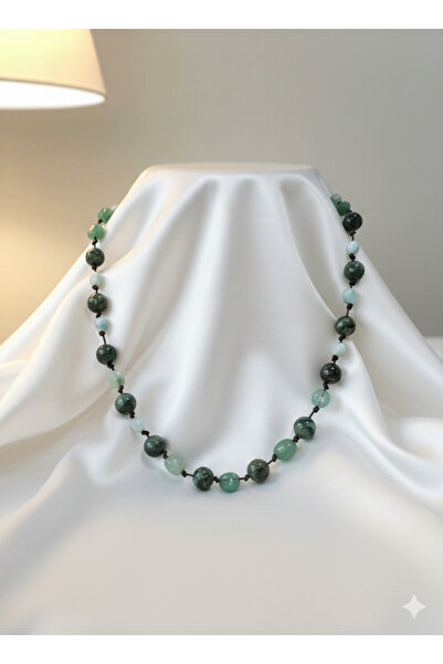 Zihintaşı Atölyesi Jade & Green Lepidolite Natural Stone Necklace
