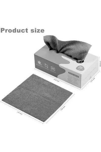 Generic Microfiber Cleaning Cloths, 20 Pieces, 7.9 inches x 7.9 inches, Terry...