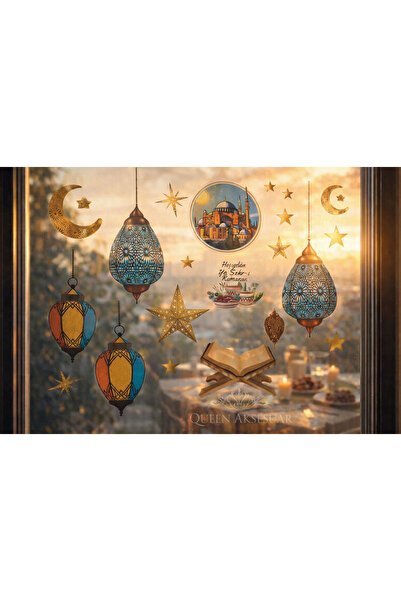 QUEEN AKSESUAR Bine ați venit la orașul Ramadan, autocolant de perete din sti...