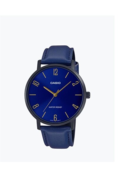 Casio Watch Men Analog Blue Dial Leather Band Mtp-Vt01Bl-2Budf