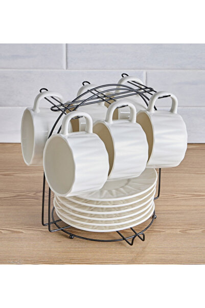 Generic Maxima 12-Piece Ceramic Tea Set with Metal Stand - 250 ml, Serves 6