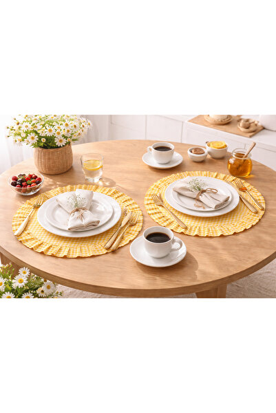 ŞAH TEXTILE DESIGN pötikareli fırfır detay amerikan servis supla 2li set