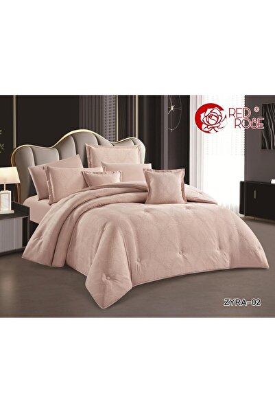 REDROSE COLOR Double bed sheet set with soft microfiber and embossed embroide...