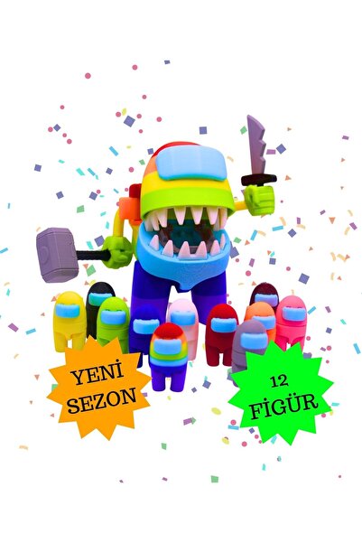 MODELİKA Among Us 12'li Oyuncak Robot ve Crew Astronot Seti (Rainbow amongus)