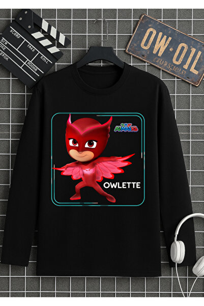 RYO FASHİON PİJAMASKELİLER PJMASKS ΜΑΥΡΟ ΜΑΚΡΥΜΑΝΙΚΟ ΜΠΛΟΥΖΑΚΙ ΜΕ ΣΤΑΜΠΑ, 100...