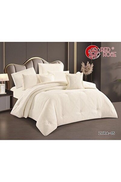 REDROSE COLOR Double bed sheet set with soft microfiber and embossed embroide...