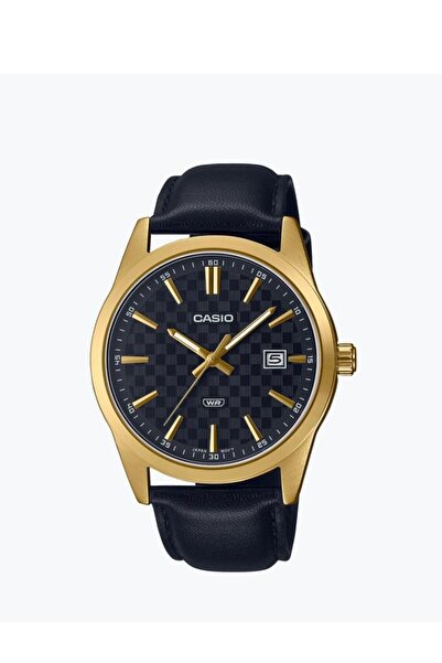 Casio Men Black Analog Leather Strap Watch