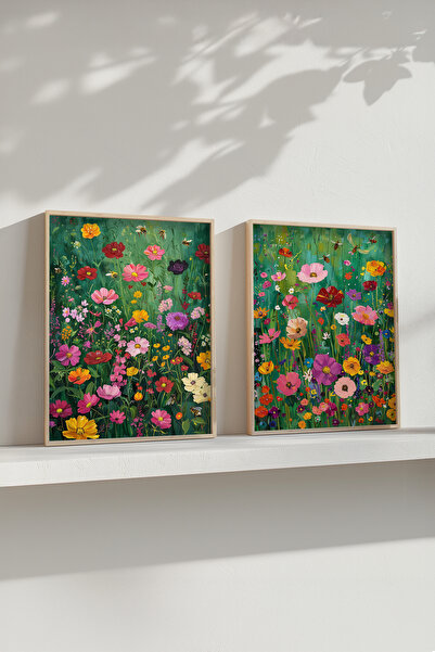 STARYUNA Wooden Framed Flower Garden Double Painting Set Yuna540