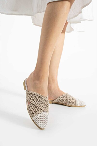 Behtah Kundura Women's Double Color Braided Crossed Closed Women's Slippers H...