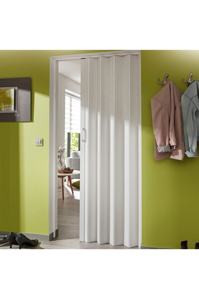 ENLIS PVC Akordiyon Kapı 100x200 cm Katlanır Sürgülü Oda Banyo Kapısı Beyaz