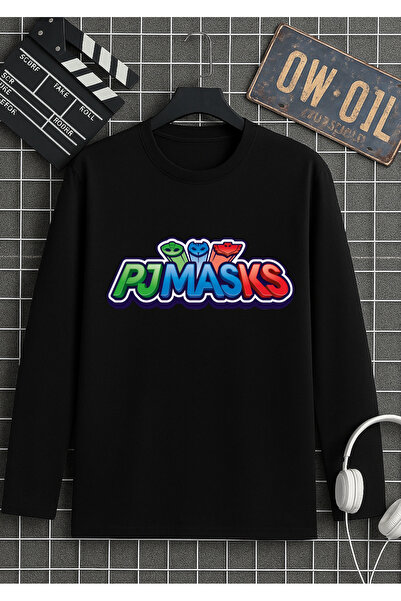 RYO FASHİON PİJAMASKELİLER PJMASKS ΜΑΥΡΟ ΜΑΚΡΥΜΑΝΙΚΟ ΜΠΛΟΥΖΑΚΙ ΜΕ ΣΤΑΜΠΑ, 100...